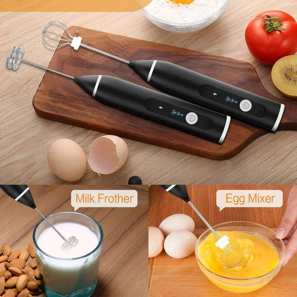 USB Electric Milk Frother and Handheld Blender