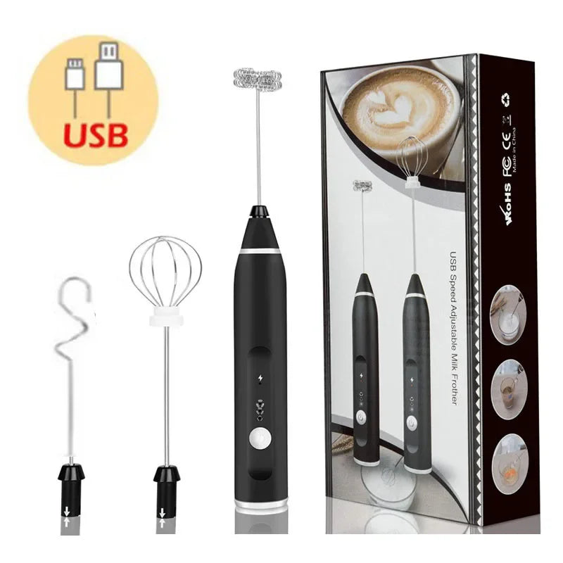 USB Electric Milk Frother and Handheld Blender