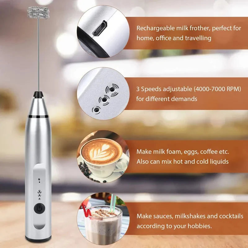 Portable Electric Milk Frother and Handheld Blender