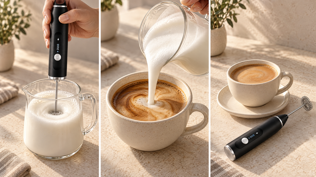 USB Electric Milk Frother and Handheld Blender